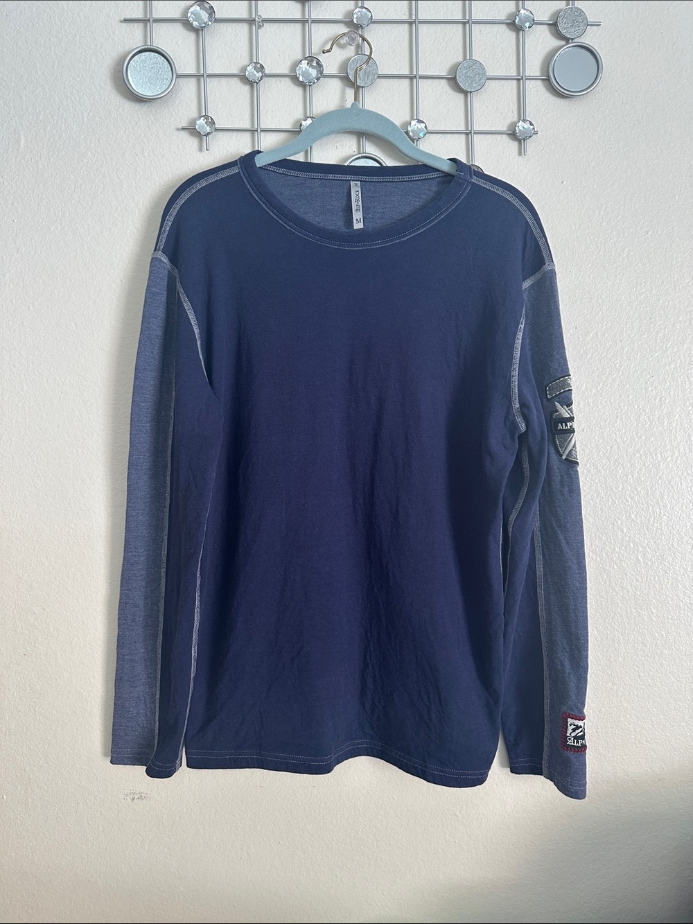 Alp N Rock Navy Long Sleeve Crew with Contrast Sleeve Panels
